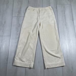 Adriano Goldschmied Women's 26 Etta Wide Leg Corduroy Pant Cream White High Rise